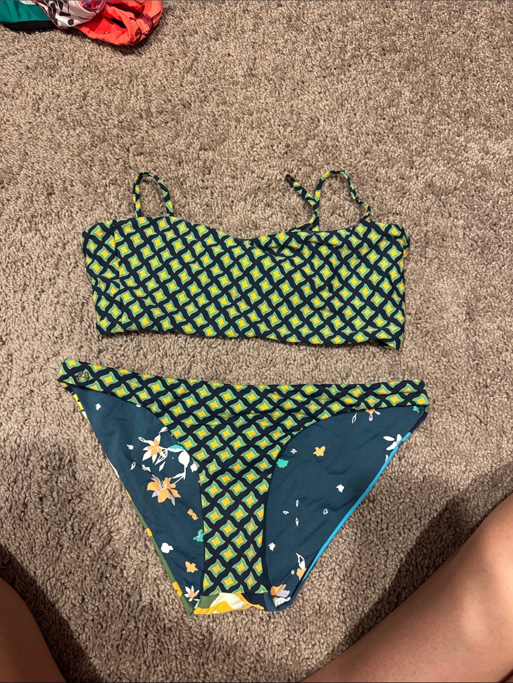 Green Patterned Two-Piece Bikini Set